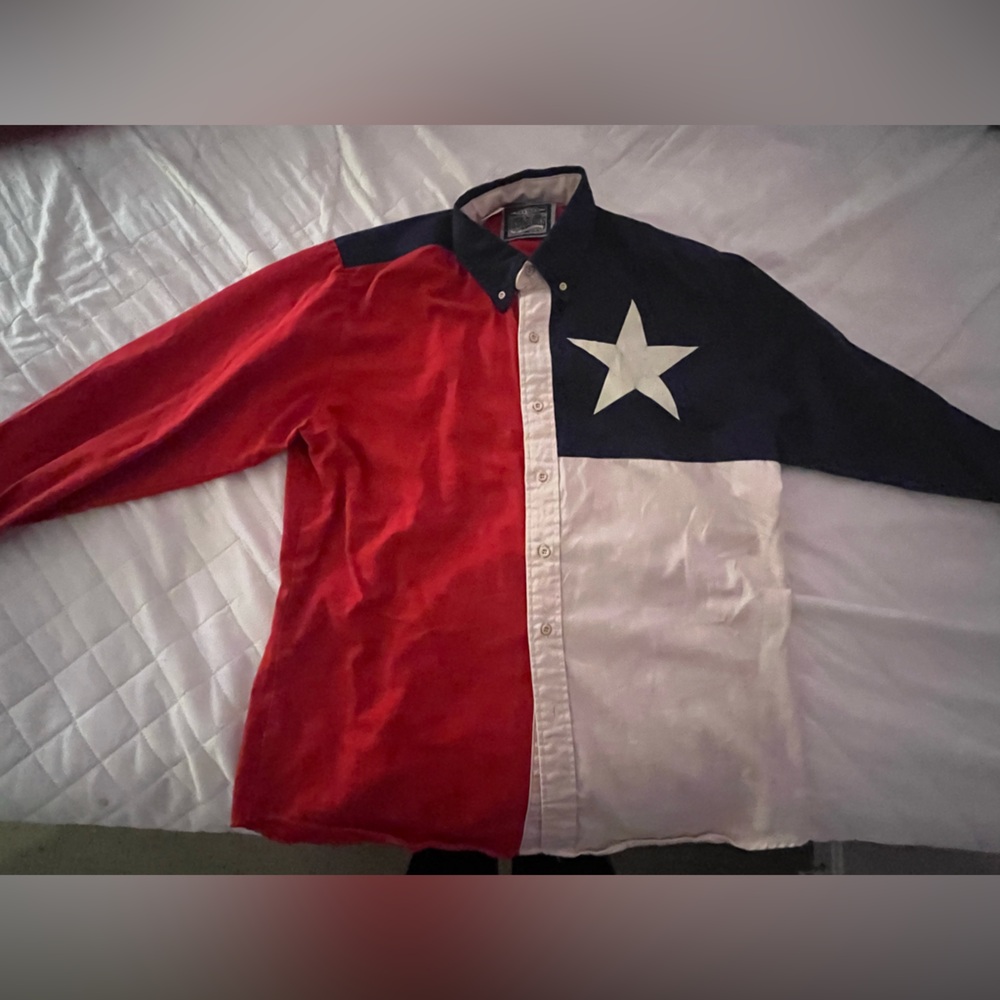 Texas Flag Canvas Button Down Large - image 1